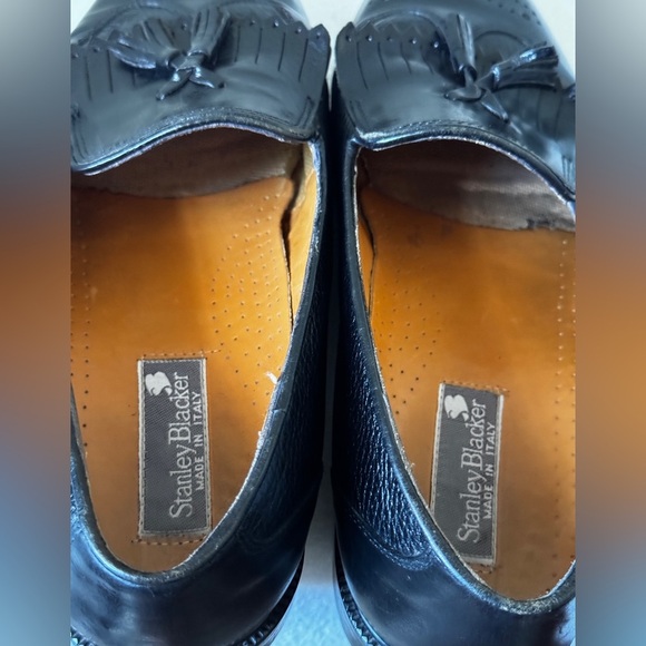 Stanley Blacker Men’s size 10 Leather Black Tasseled Loafers - Picture 10 of 16
